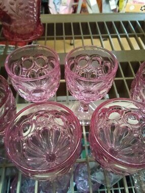 Vintage Pink Glass Goblets Set with Pitcher - 25% Off When You Bundle 5+